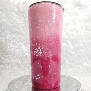 Ombre Pink Glitter & Hearts Tumbler 24oz